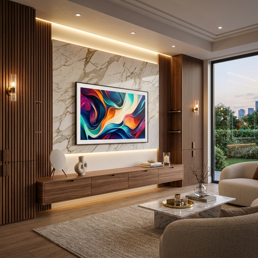 Premium Media Units & Partition Wall Design Image 1
